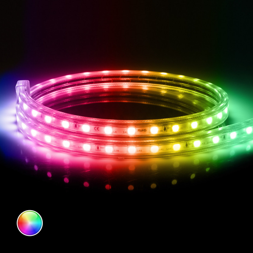 LED-Streifen RGB 220V AC 60 LED/m nach Mass Breite 16mm Schnitt