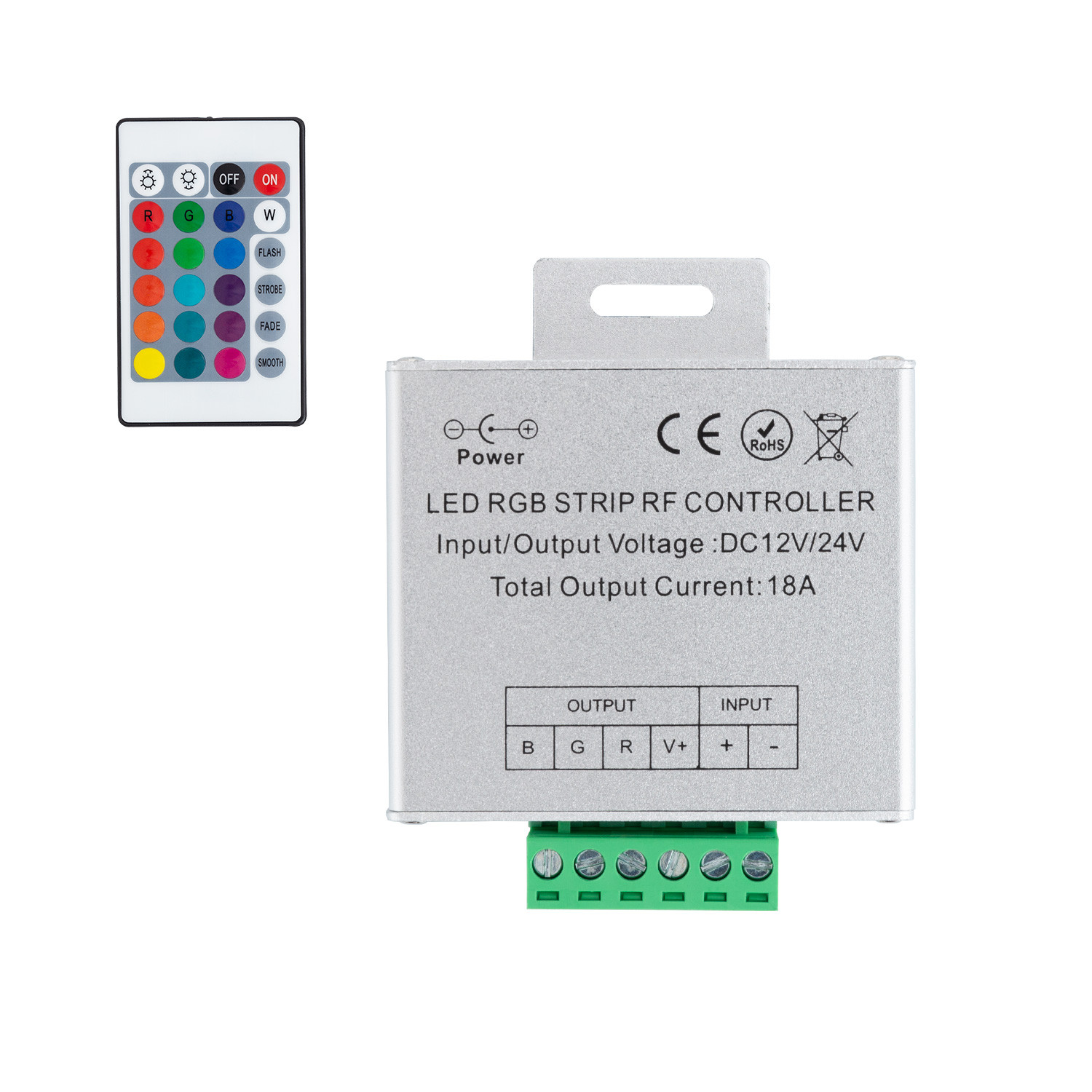 Controleur LED RGB radiofréquence 12/24V 18A télécomande tactile noire