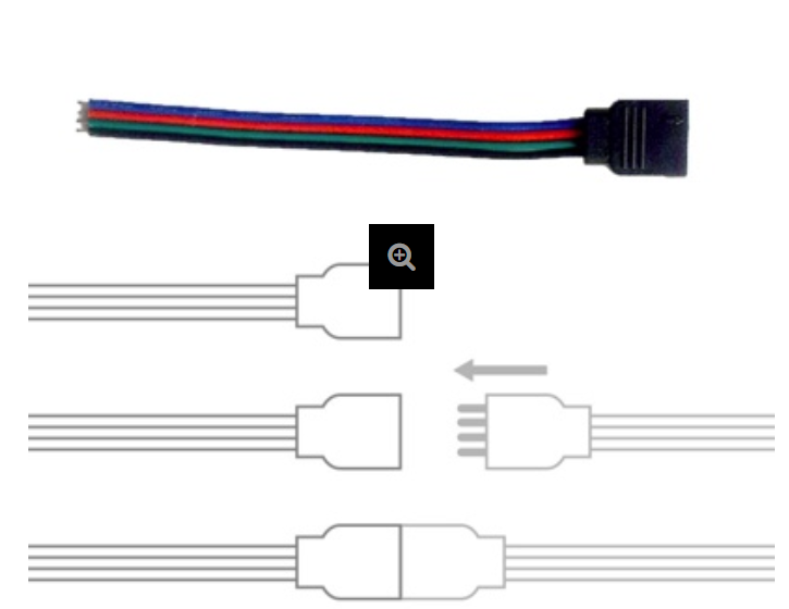 Câble connecteur femelle pour LED 4 broches