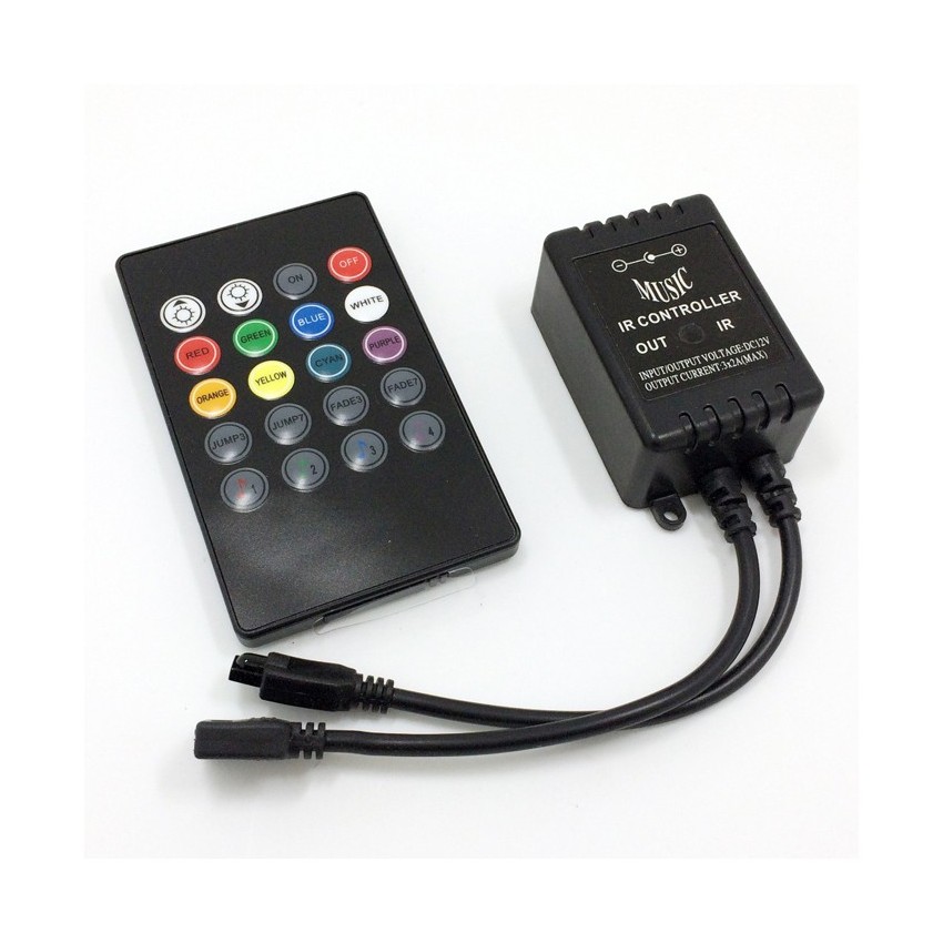 Controleur Musical Ruban LED RGB 12V, telecommande IR 20 Touches 